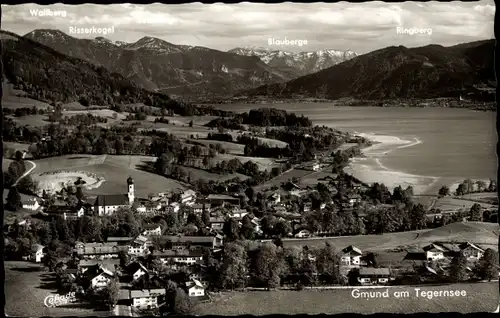 Ak Gmund am Tegernsee Oberbayern, Gesamtansicht, Blauberge, Walberg, Risserkogel