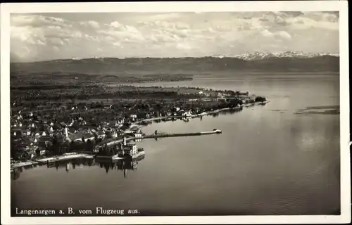 Ak Langenargen am Bodensee, Fliegeraufnahme, Hafen