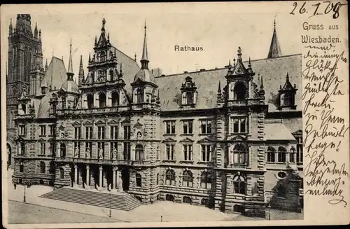 Ak Wiesbaden in Hessen, Rathaus