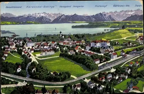 Ak Benediktenwand Oberbayern, Karwendel-Gebirge, Herzogstand, Heimgarten, Krottenkopf, Ortsansicht