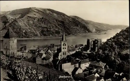 Ak Bacharach am Rhein, Ortsansicht, Kirche