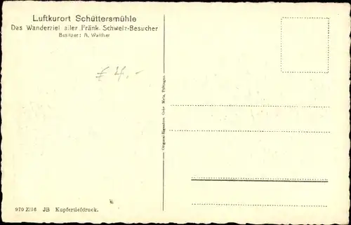 Ak Schüttersmühle Pottenstein in Oberfranken, Gasthof, Inh. A. Walther