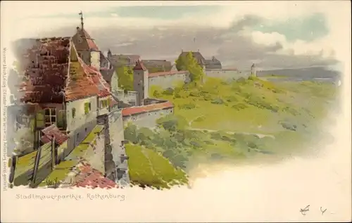 Künstler Litho Hammel, Otto, Rothenburg ob der Tauber Mittelfranken, Stadtmauer