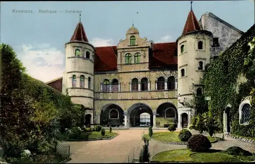 Ak Konstanz am Bodensee, Rathaus, Garten