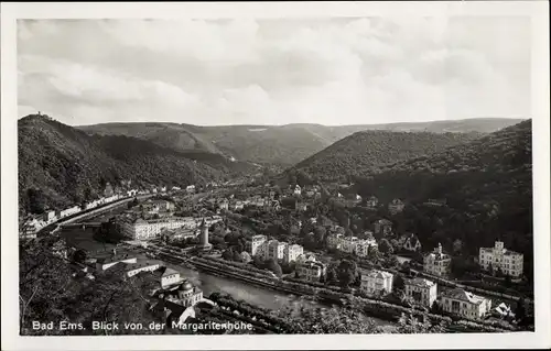 Ak Bad Ems an der Lahn, Blick von der Margaritenhöhe, Gesamtansicht