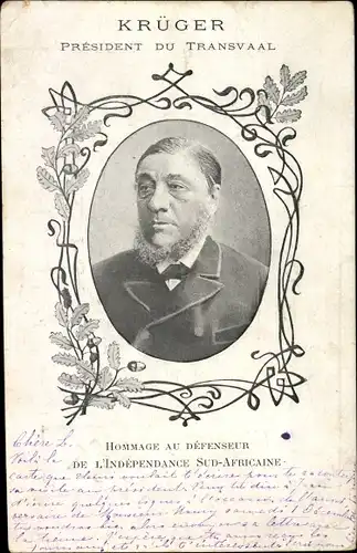 Ak Südafrika, Präsident Paul Kruger, Portrait