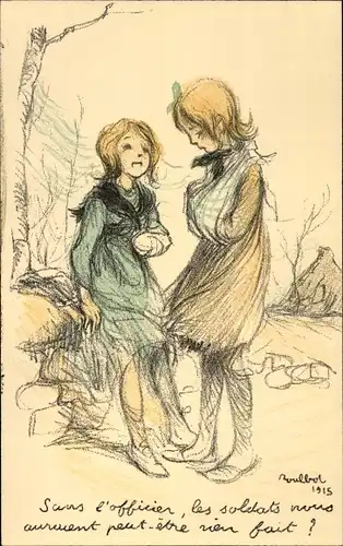 Künstler Ak Poulbot, Francisque, Sans l'officier, les soldats nous auraient peut etre rien fait
