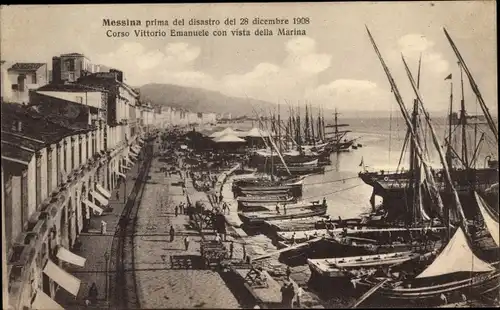 Ak Messina Sizilien, Prima del disastro del 28 dicembre 1908, Corso Vittorio Emanuele