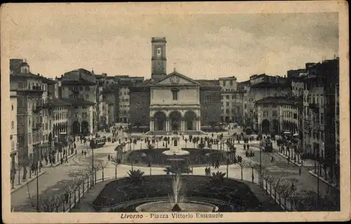 Ak Livorno Toscana, Piazza Vittorio Emanuele