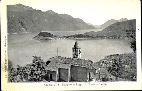 Ak Lecco Lago di Lecco Lombardia, Chiesa di San Martino, Logo di Como