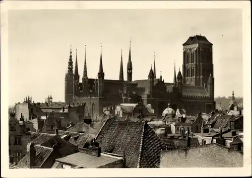Ak Gdańsk Danzig, Marienkirche, vom Turm der Johanniskirche aus