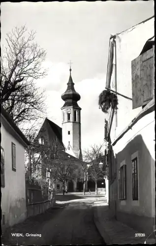 Ak Wien 19 Döbling Grinzing, Straße, Turm