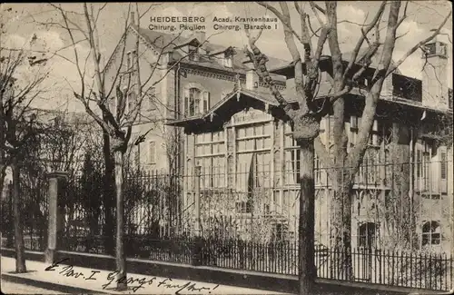 Ak Heidelberg am Neckar, Krankenhaus, Chirurg. Pavillon, Baracke I