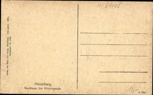 Ak Heidelberg am Neckar, Gasthaus zur Hirschgasse