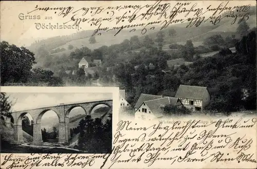Ak Vöckelsbach Mörlenbach im Odenwald Hessen, Panorama, Wirtschaft, Viadukt