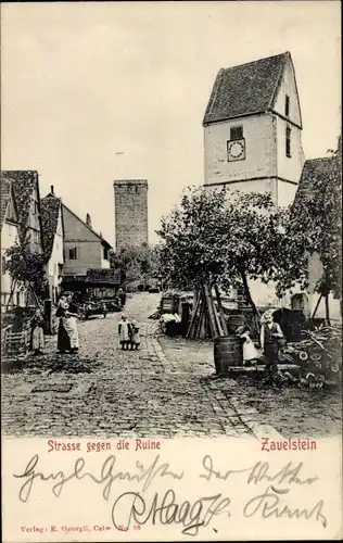 Ak Zavelstein im Schwarzwald Württemberg, Straße gegen die Ruine Zavelstein