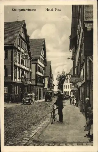 Ak Freudenstadt im Schwarzwald, Stuttgarter Straße, Hotel Post