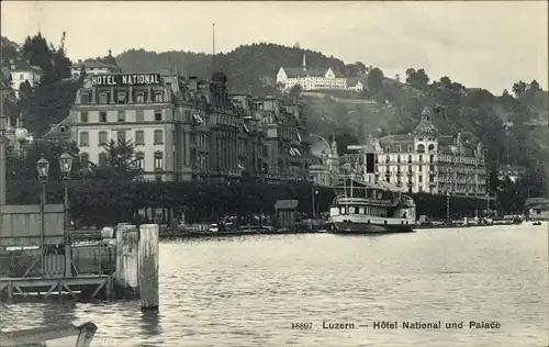 Ak Luzern Stadt Schweiz, Hotel National, Palace