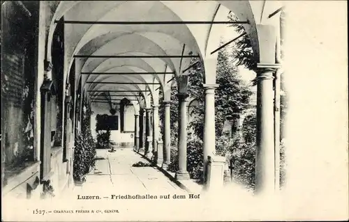 Ak Luzern Stadt Schweiz, Friedhofhallen auf dem Hof