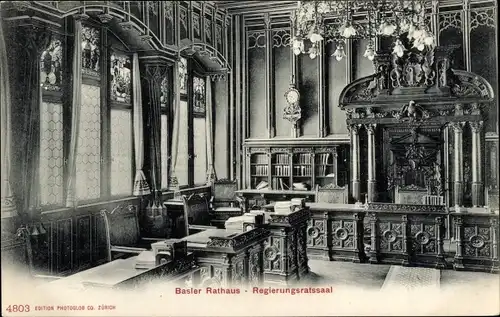 Ak Basel Stadt Schweiz, Rathaus, Regierungsratsaal