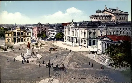 Ak Genève Genf Schweiz, Place Neuve, Theater