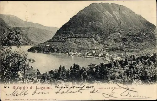 Ak Lugano Kanton Tessin Schweiz, Ort am Salvatore Berg