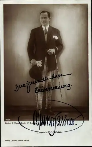 Ak Schauspieler Bruno Kastner, Standportrait, Autogramm