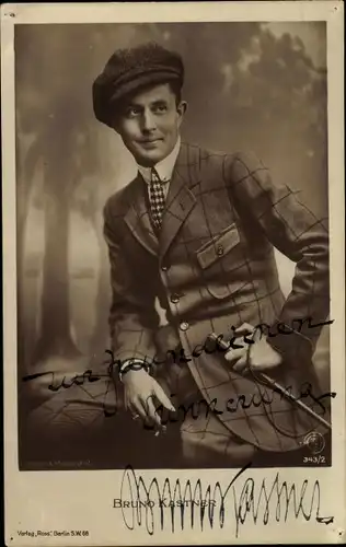 Ak Schauspieler Bruno Kastner, Portrait, Mütze, Autogramm