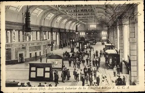 Ak Buenos Aires Argentinien, Innenraum des Retiro FCCA-Bahnhofs, Bahnhof, Innenansicht