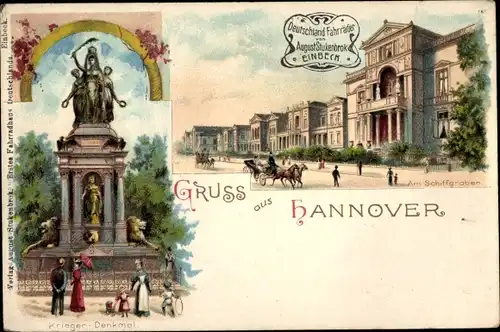 Litho Hannover in Niedersachsen, Schiffgraben, Kriegerdenkmal