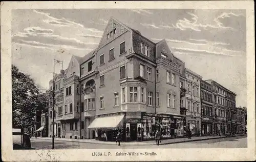Ak Lissa Leszno Poznań Posen, Kaiser Wilhelm Straße, Eckgebäude, Geschäft
