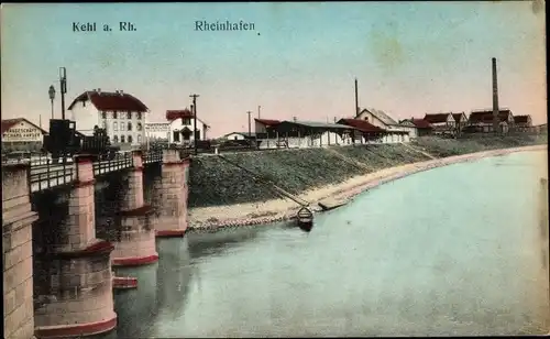 Ak Kehl am Rhein, Rheinhafen