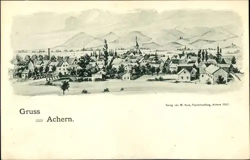 Ak Achern in Baden Schwarzwald, Gesamtansicht