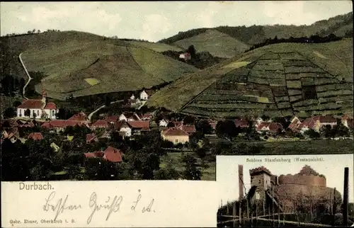 Ak Durbach in Baden, Panorama, Schloss Staufenberg