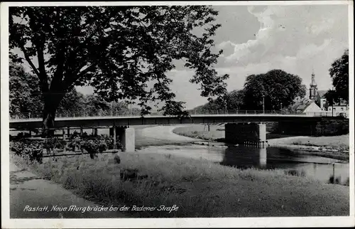 Ak Rastatt im Schwarzwald, Neue Murgbrücke bei der Badener Straße