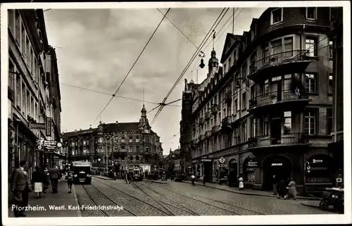 Ak Pforzheim im Schwarzwald, Karl Friedrich Straße