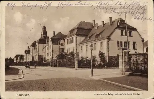 Ak Karlsruhe in Baden, Kaserne des Telegraphen Bataillons Nr. IV.