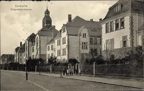 Ak Karlsruhe in Baden, Telegraphen Kaserne