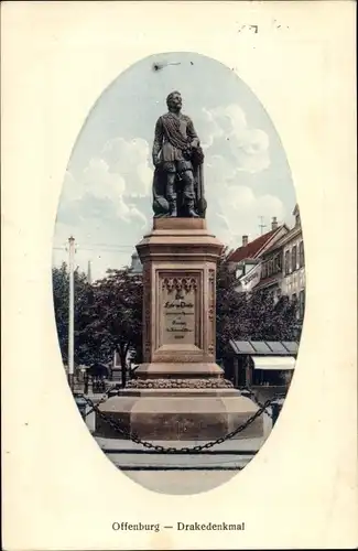 Ak Offenburg in Baden Schwarzwald, Drakedenkmal