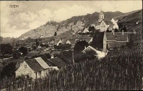 Ak Kirchen Istein Efringen am Rhein, Gesamtansicht
