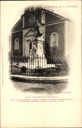 Ak Lourches Nord, Eglise, Monument Charles Mathieu