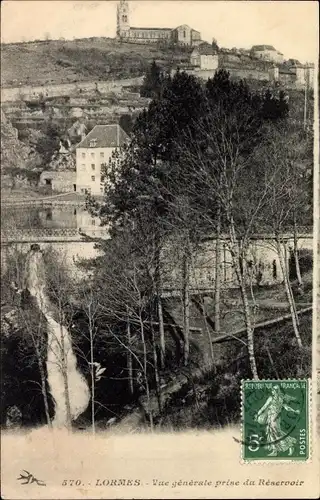 Ak Lormes Nièvre, Gesamtansicht vom Stausee aus