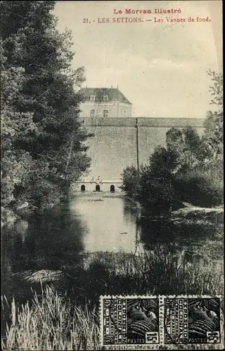 Ak Les Settons Nièvre, Les Vannes de Fond