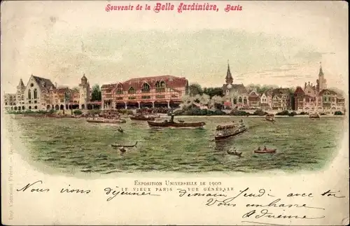 Litho Paris, Weltausstellung 1900, Altes Paris, Gesamtansicht