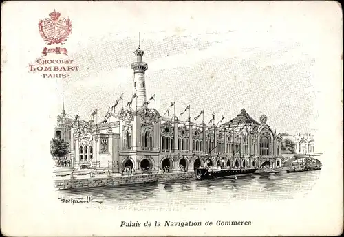 Künstler Litho Paris, Weltausstellung 1900, Palais de la Navigation de Commerce