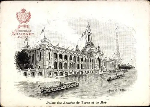 Künstler Litho Paris, Weltausstellung 1900, Palast der Land- und Seearmeen