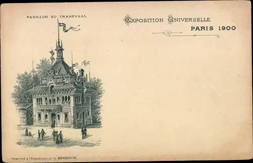 Litho Paris, Weltausstellung 1900, Transvaal-Pavillon