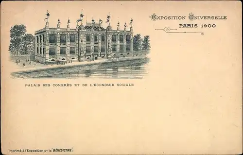 Litho Paris, Weltausstellung 1900, Palais des Congres et de l'Économie Sociale