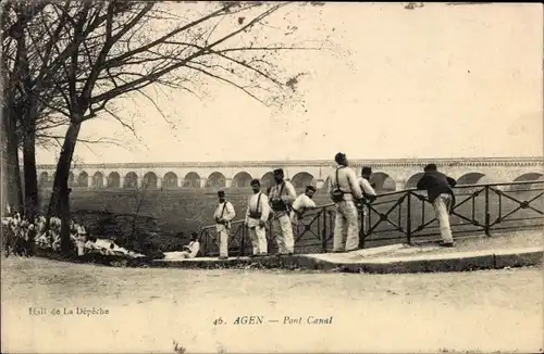 Ak Monflanquin Lot et Garonne, Kanalbrücke