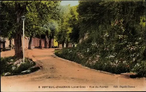 Ak Verteuil-d'Agenais Lot et Garonne, Rue du Folrail
